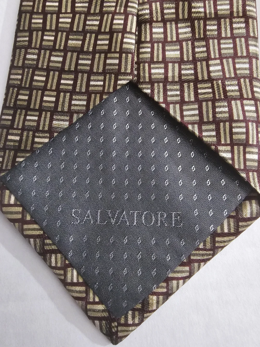 Classic Brown/Gold Tone Geometric Men's Silk Tie